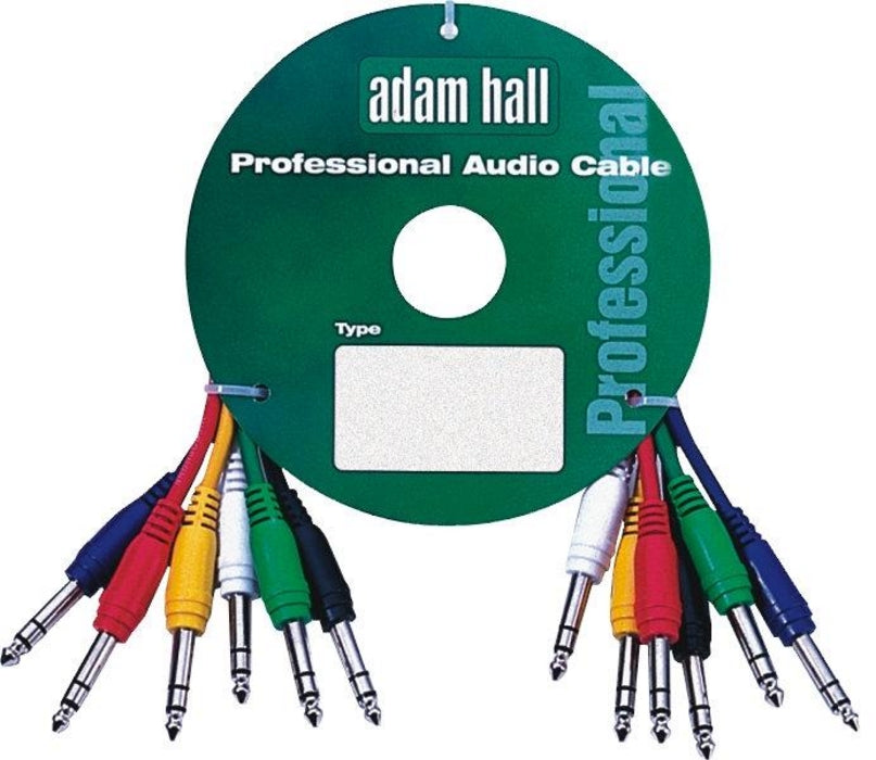 Adam Hall 0.3m stereo balanced 6.35 mm (1/4") jack to jack patch cables. 6 pack