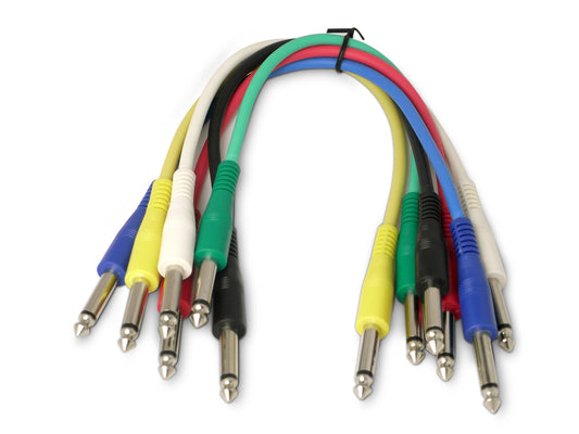 6 Snakebite Professional Patch Cables. Mono, straight, jack to jack connectors. Ideal for linking guitar effects pedals or use on studio patchbays