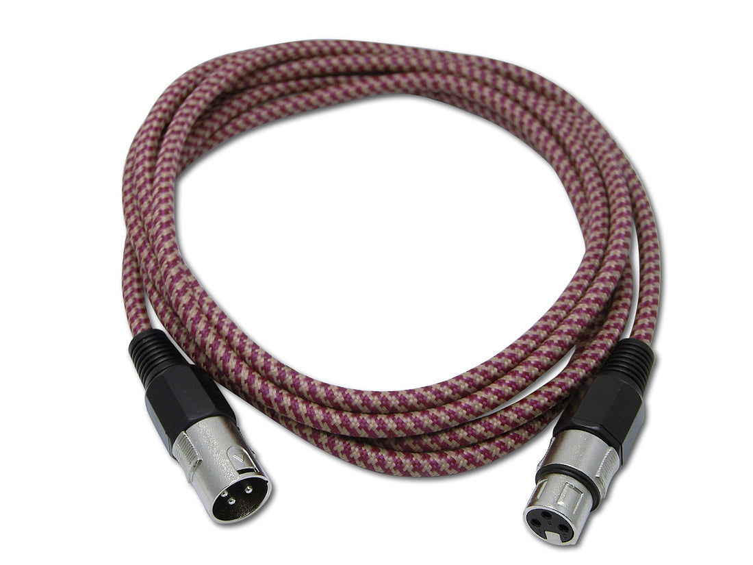 Snakebite Professional Balanced XLR Male to Female Cable with Retro Fabric Braid. Ideal for mics, mixers, studio and live. Noiseless OFC