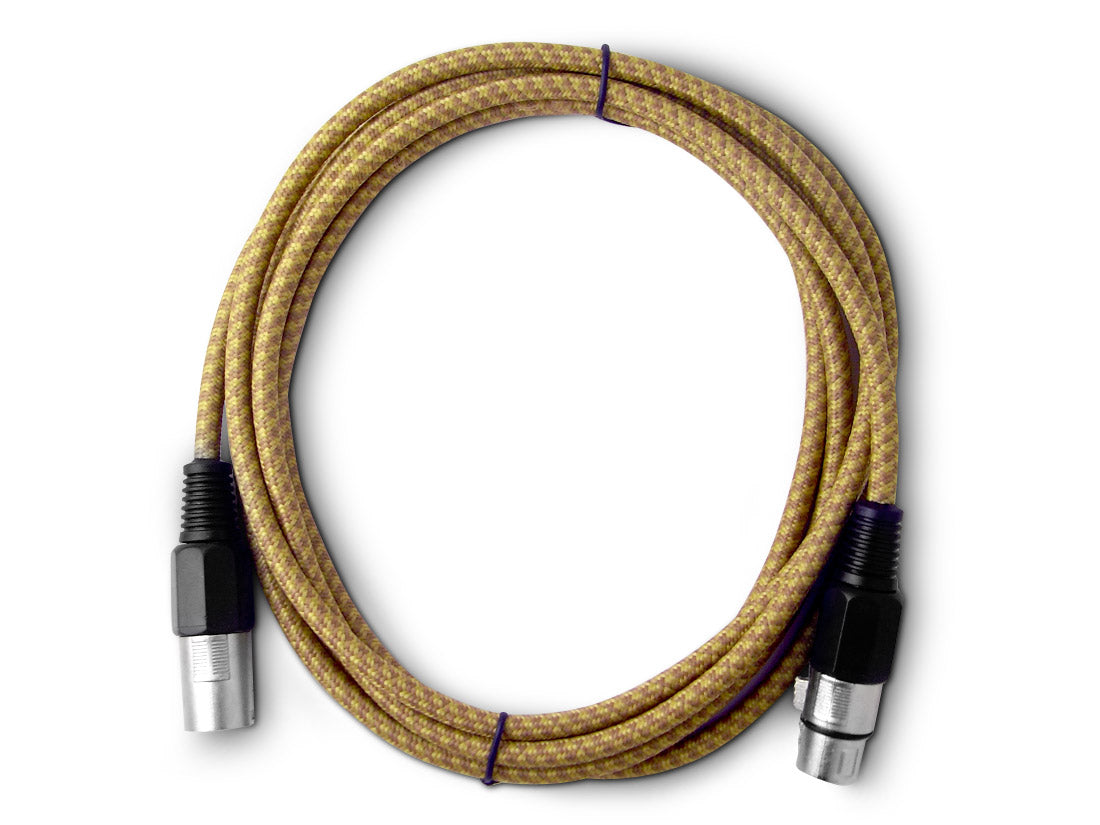 Snakebite Professional Balanced XLR Male to Female Cable with Retro Fabric Braid. Ideal for mics, mixers, studio and live. Noiseless OFC