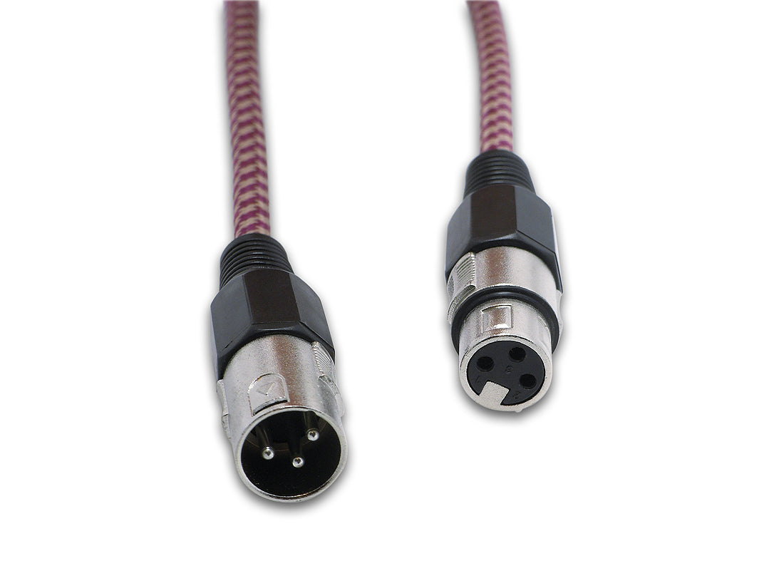 Snakebite Professional Balanced XLR Male to Female Cable with Retro Fabric Braid. Ideal for mics, mixers, studio and live. Noiseless OFC