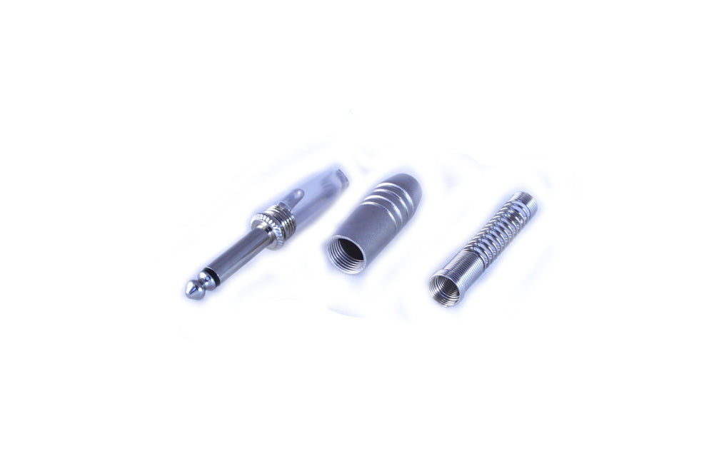 Straight Mono & Stereo 1/4" 6.3mm Male Jack Connectors. Suitable for audio, guitar, keyboard cables