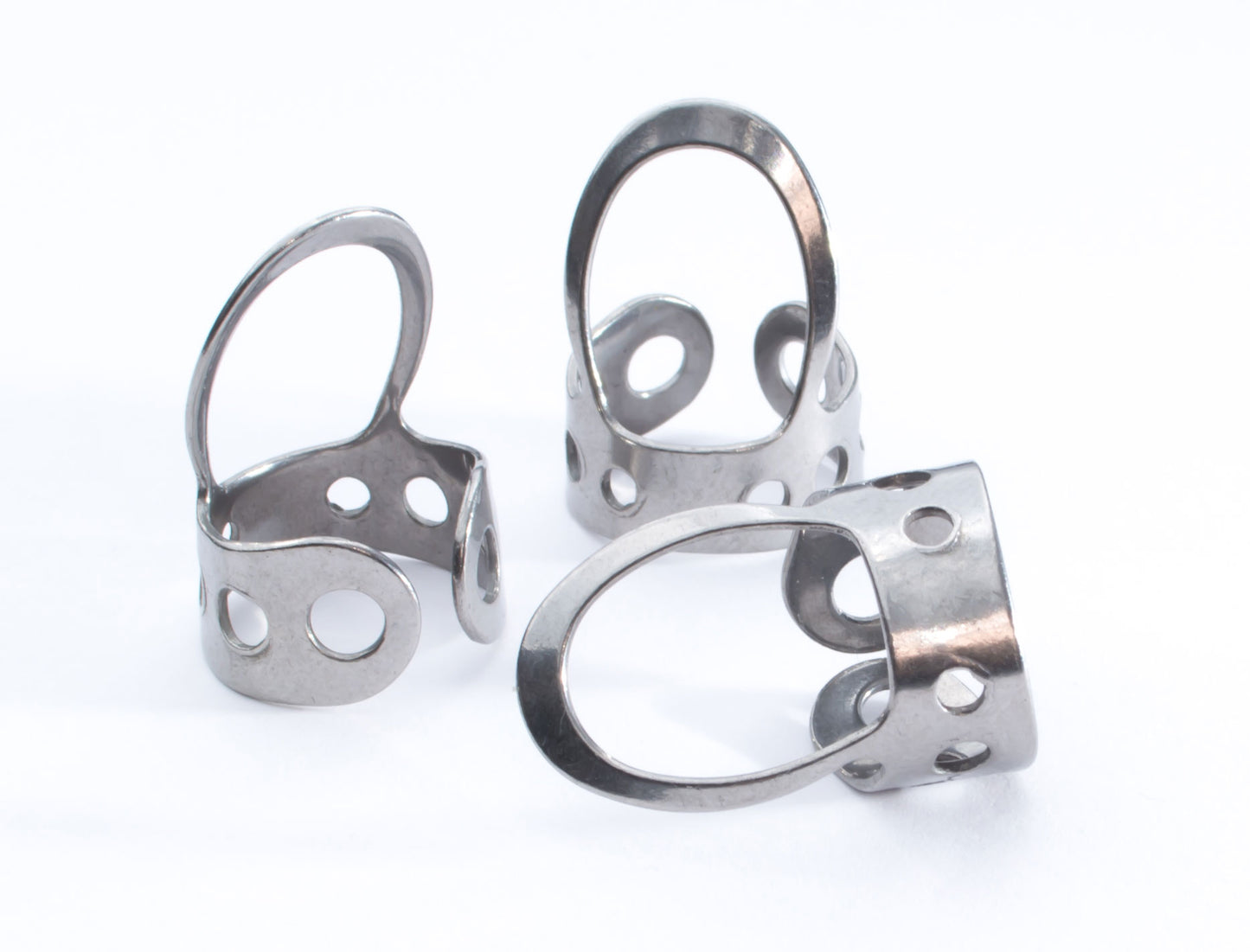 3 x Stainless Steel, Open Design, Metal Finger Picks for Guitar, Banjo, Dobro, etc. Fingerstyle picks. Adjustable large medium or small