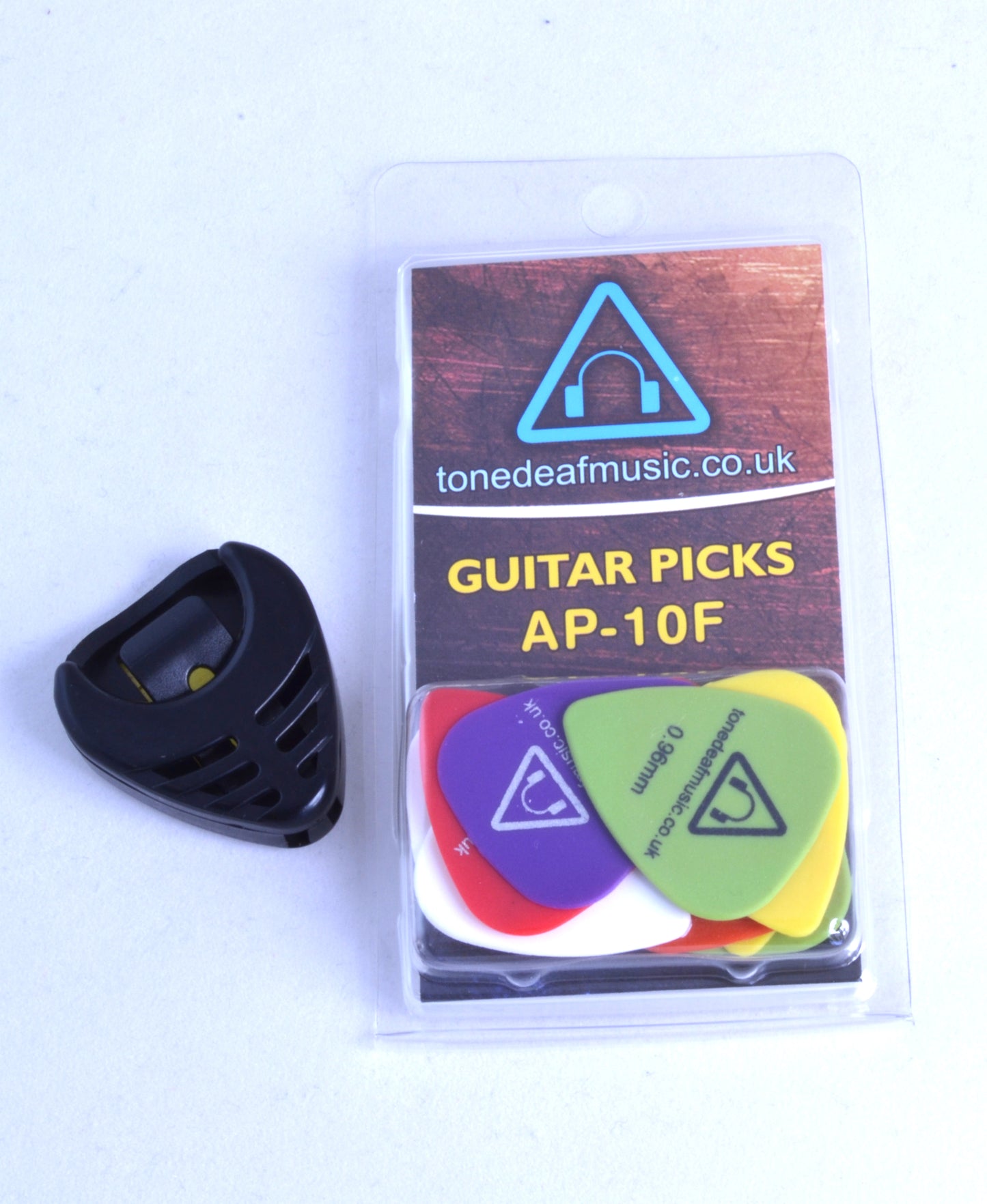 Tone Deaf Music Guitar Plectrums with Pick Holder (Pack of 10 picks)