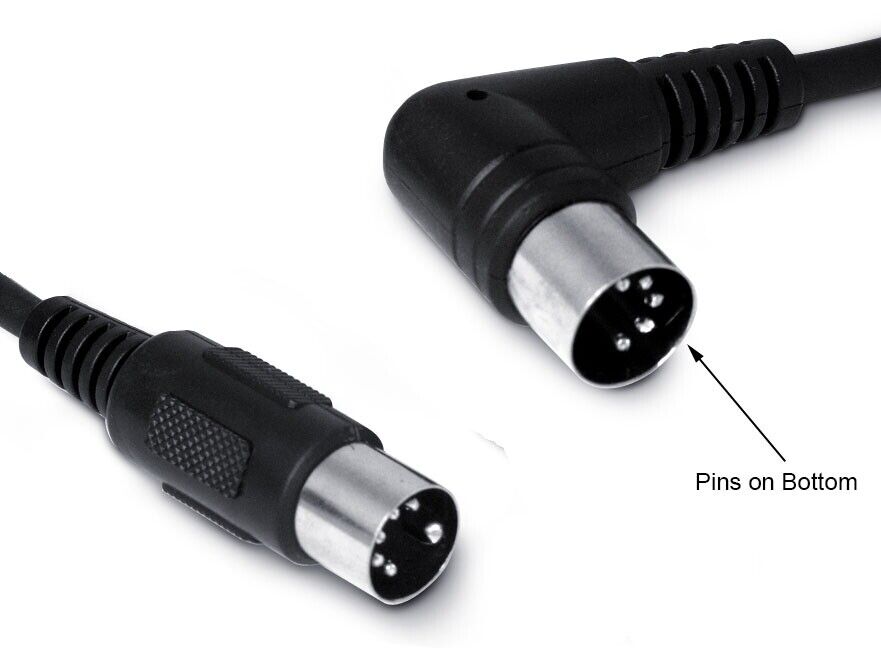 Snakebite MIDI (5 pin DIN) Cable with straight and right angled connectors